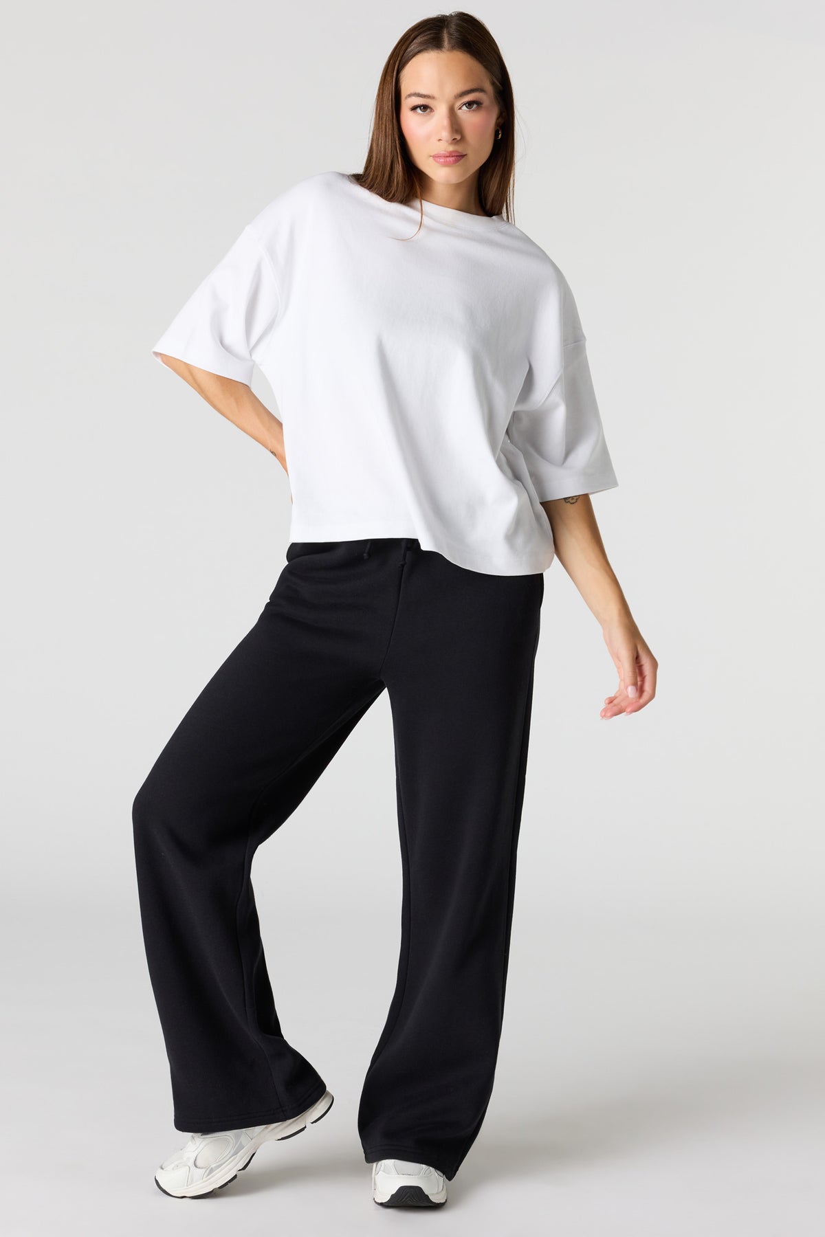 Luxe Fleece Wide Leg Sweatpant - Black