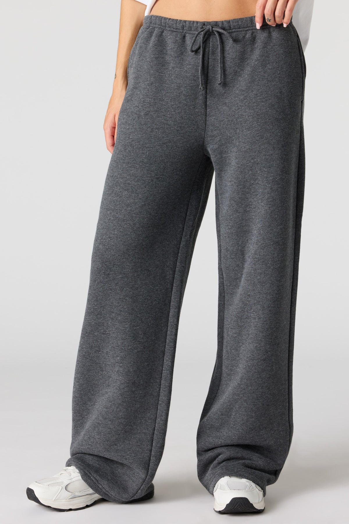 Alt View 2. Luxe Fleece Wide Leg Sweatpant - Charcoal