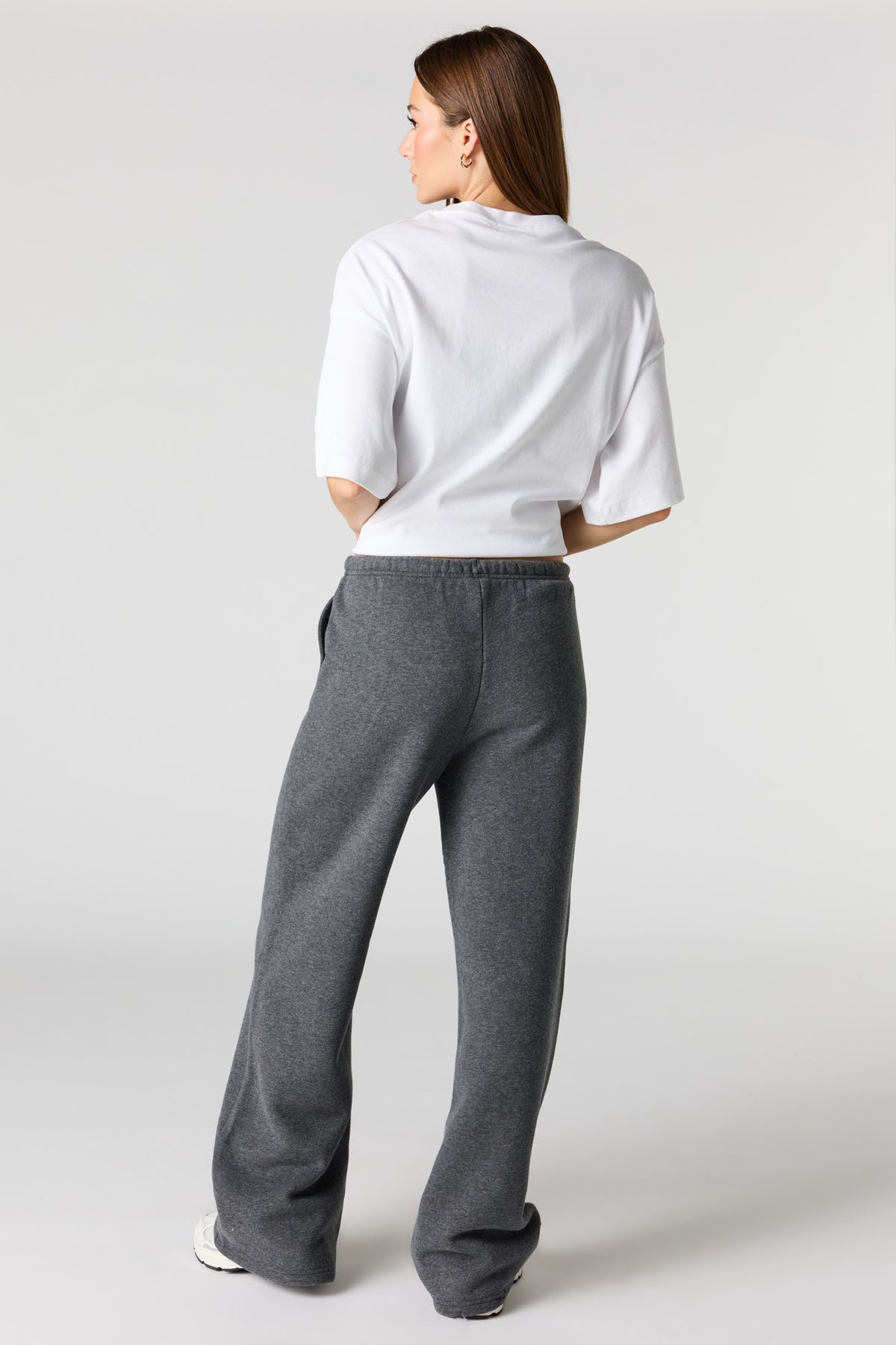 Alt View 3. Luxe Fleece Wide Leg Sweatpant - Charcoal