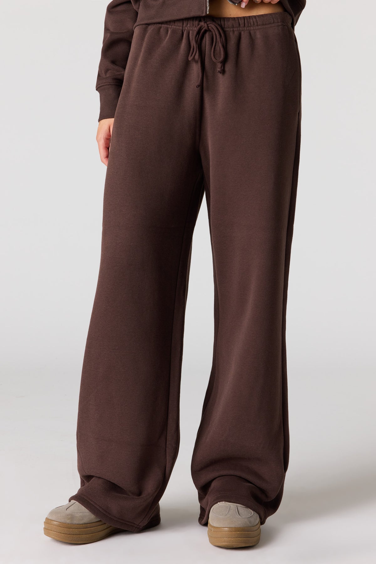 Alt View 2. Luxe Fleece Wide Leg Sweatpant - Brown