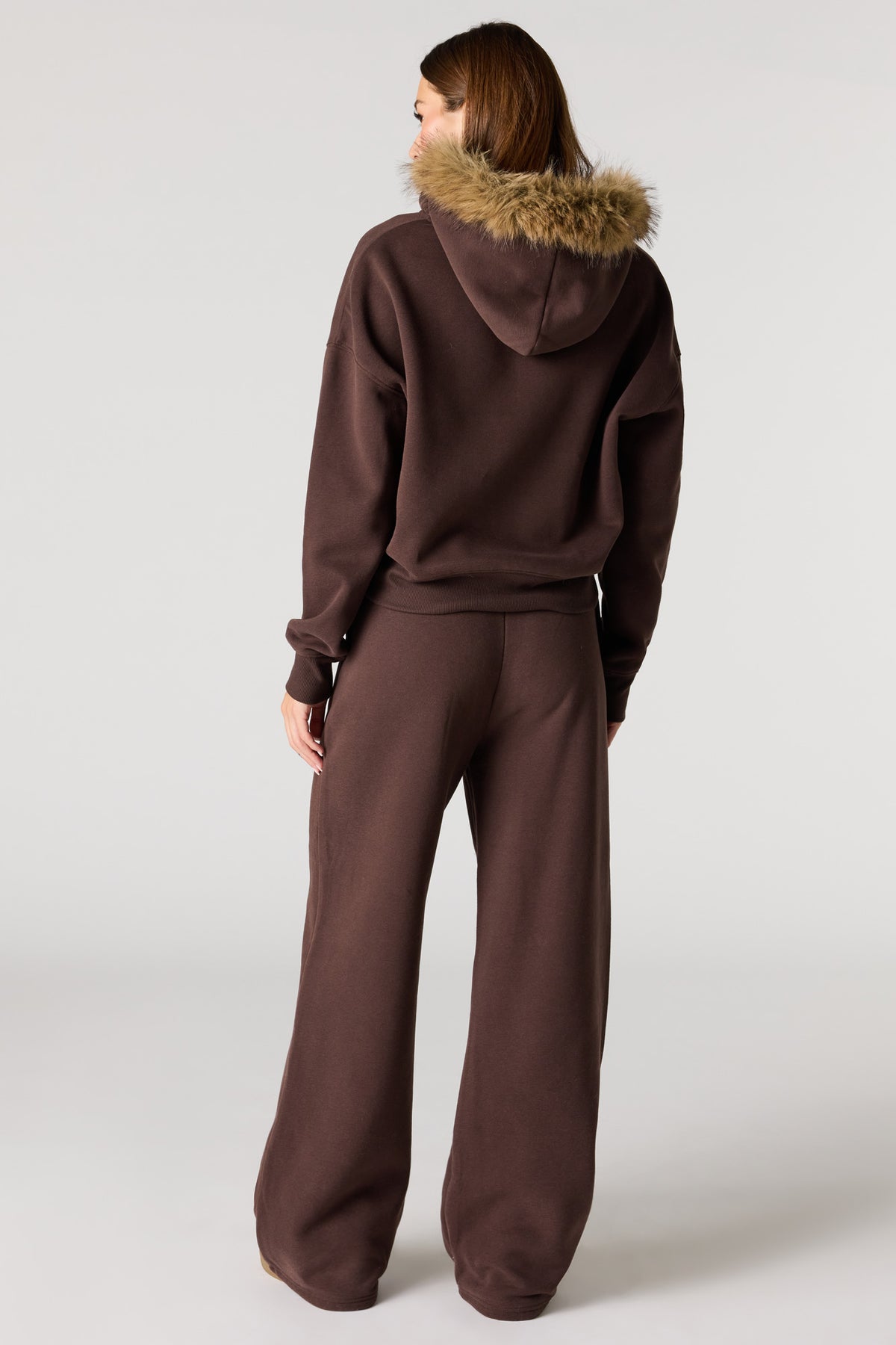 Alt View 3. Luxe Fleece Wide Leg Sweatpant - Brown