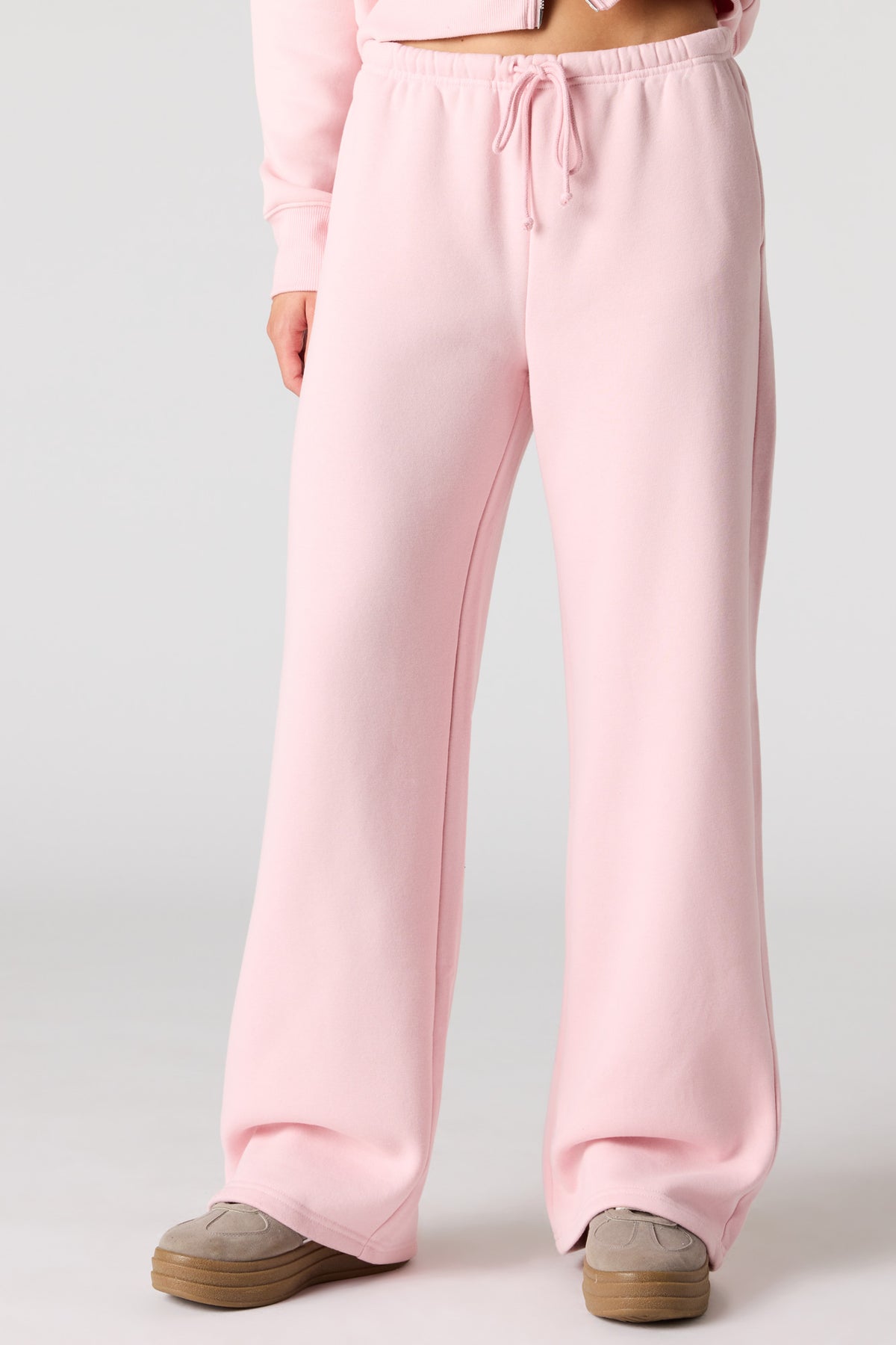 Alt View 2. Luxe Fleece Wide Leg Sweatpant - Light Pink