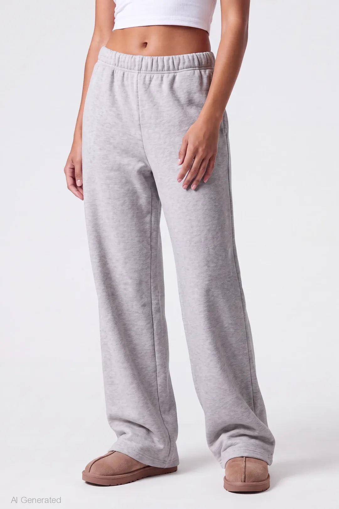 Alt View 3. Fleece Ultra Wide Leg Sweatpant - Heather Grey