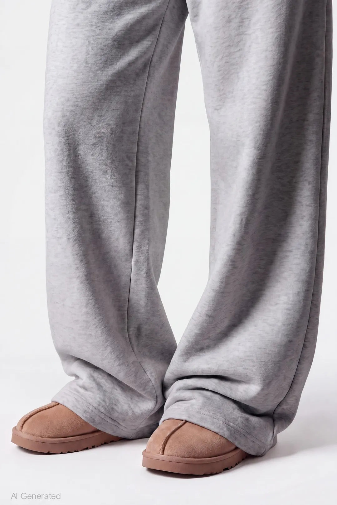Alt View 4. Fleece Ultra Wide Leg Sweatpant - Heather Grey