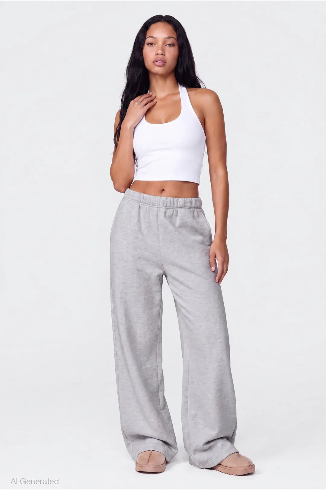 Fleece Ultra Wide Leg Sweatpant - Heather Grey