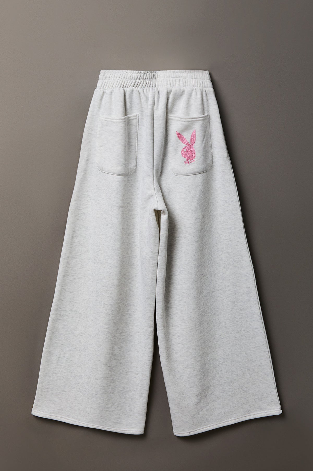 Alt View 2. Playboy Fleece Ultra Wide Leg Sweatpant - Light Grey