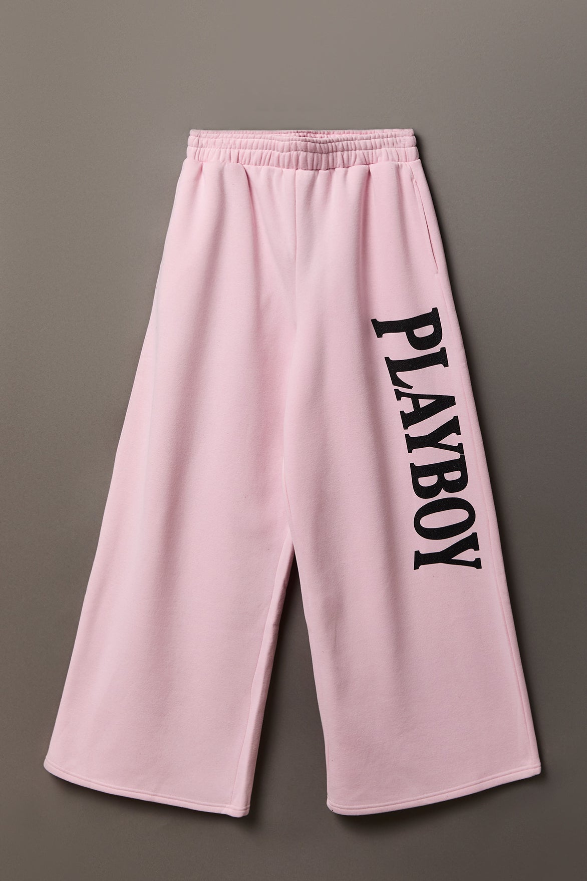 Playboy Fleece Ultra Wide Leg Sweatpant - Light Pink