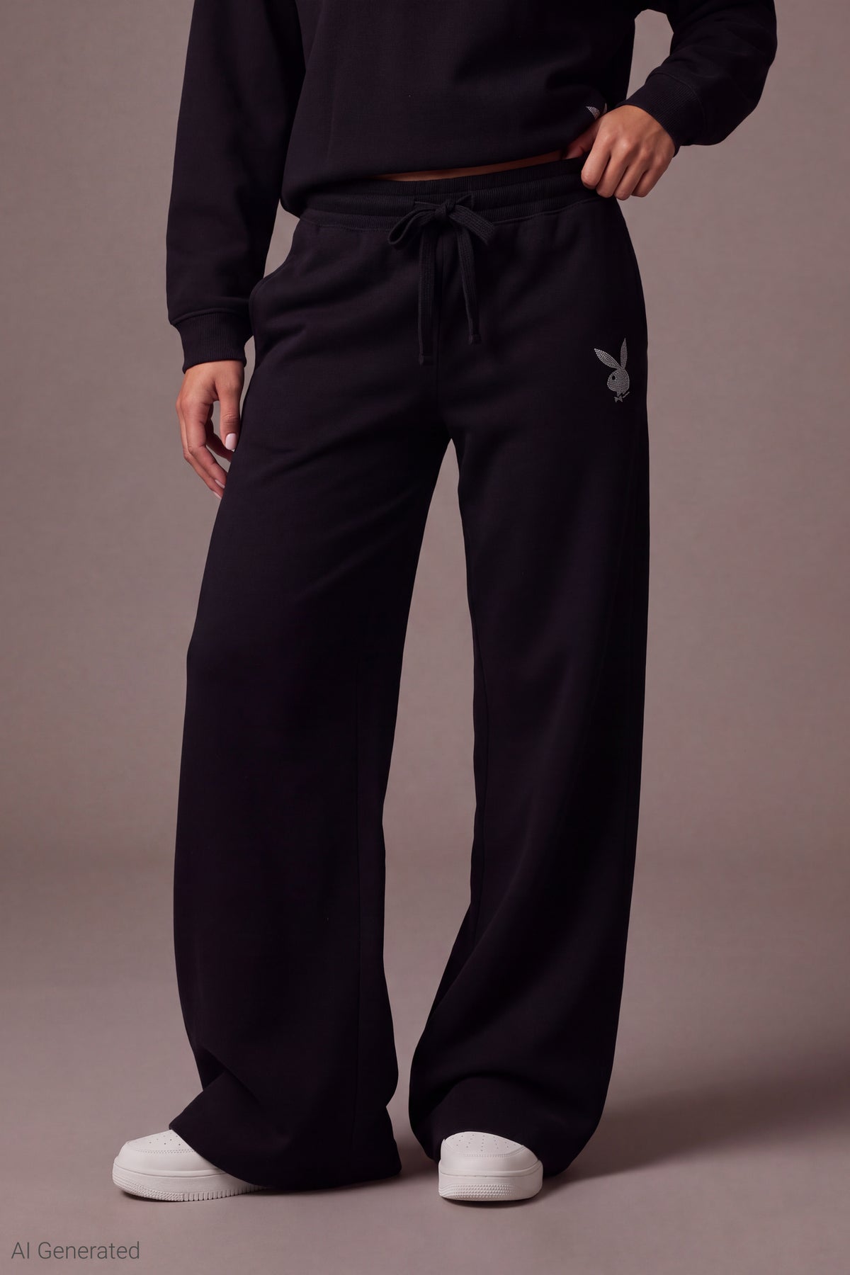 Alt View 3. Playboy Fleece Flare Sweatpant - Black