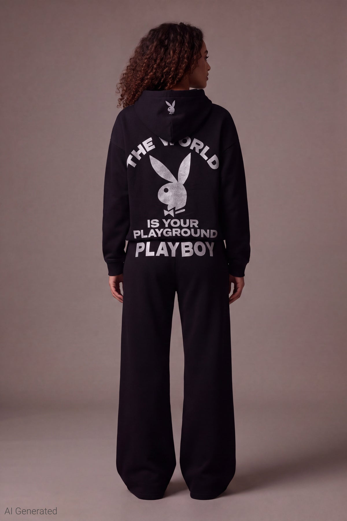 Alt View 2. Playboy Fleece Flare Sweatpant - Black