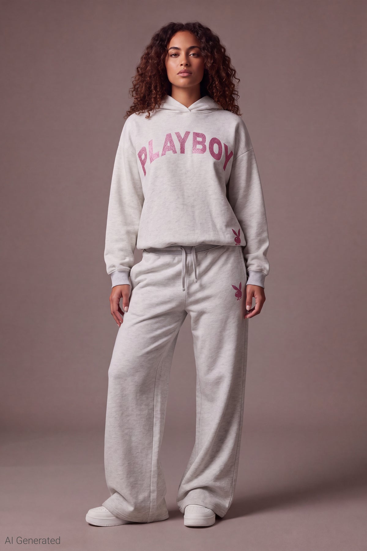 Playboy Fleece Flare Sweatpant - Light Grey