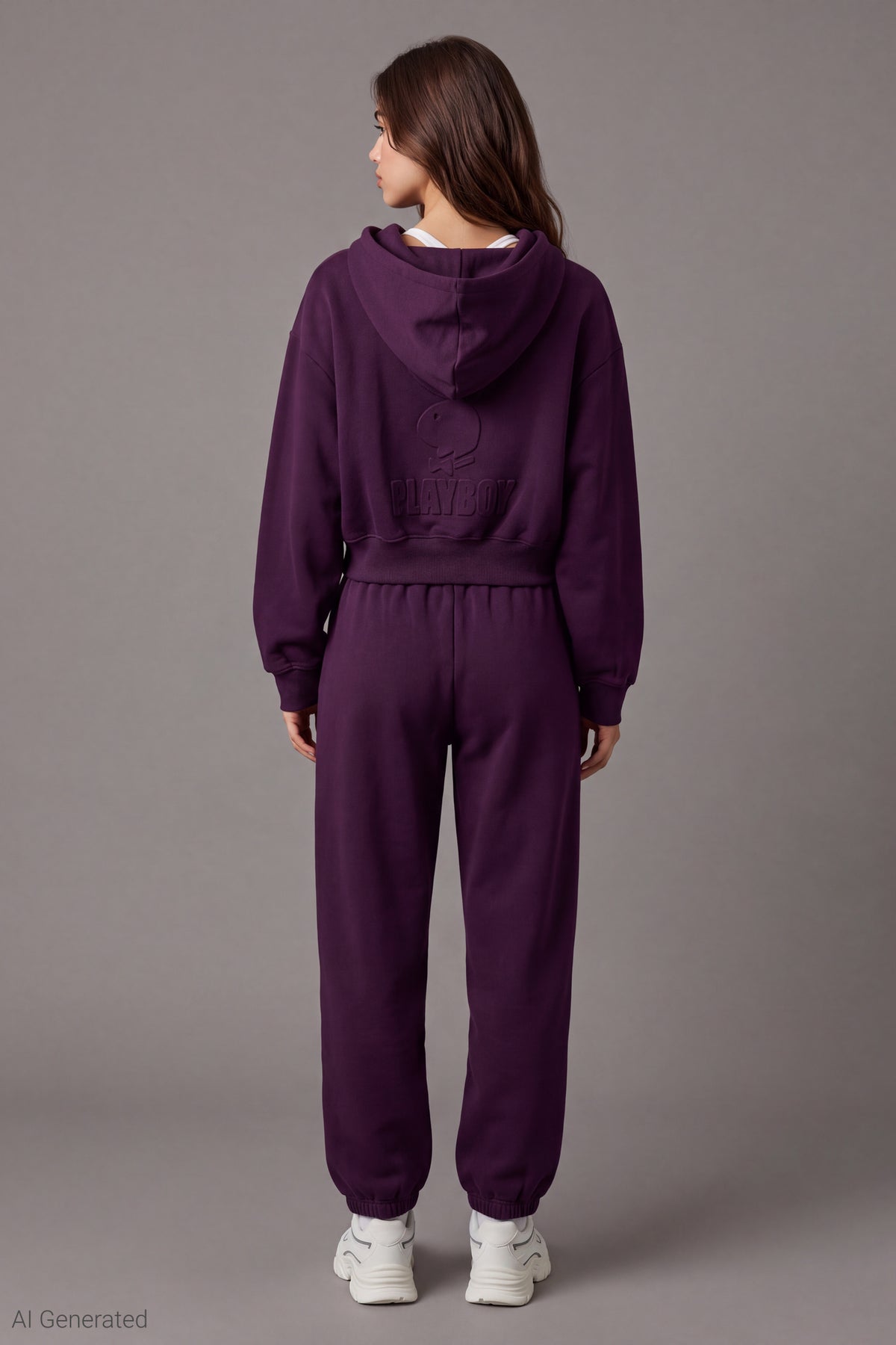 Alt View 2. Playboy Embossed Boyfriend Fleece Jogger - Purple