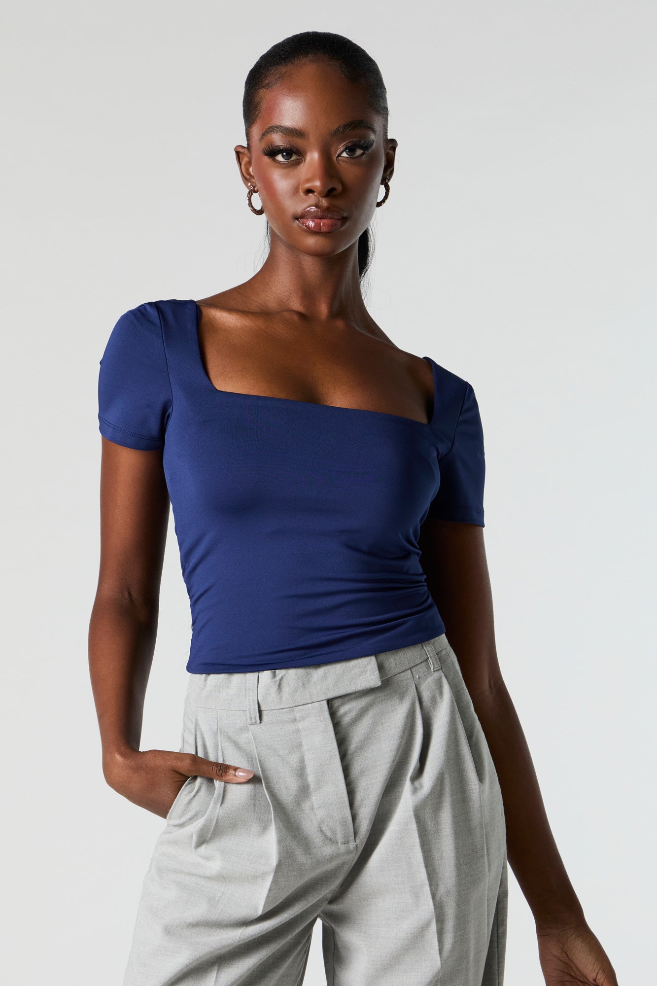 Contour Square Neck Cropped T-Shirt