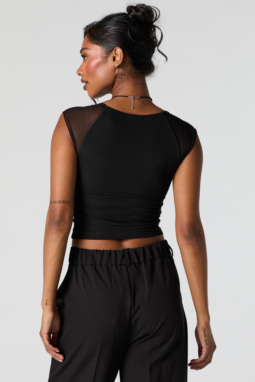 Mesh Sleeve Cut-Out Crop Top Mesh Sleeve Cut-Out Crop Top 5