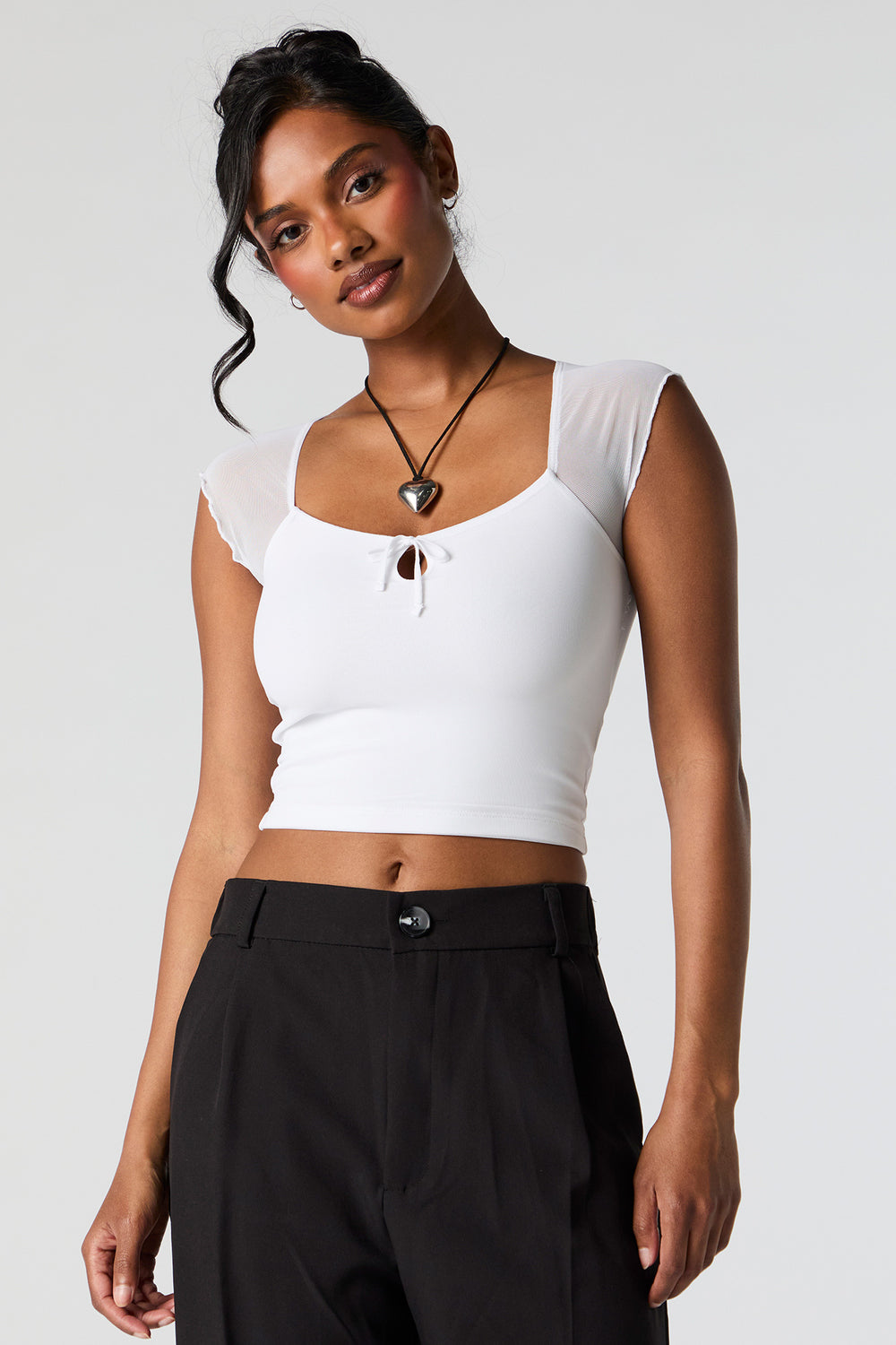 Mesh Sleeve Cut-Out Crop Top Mesh Sleeve Cut-Out Crop Top 7