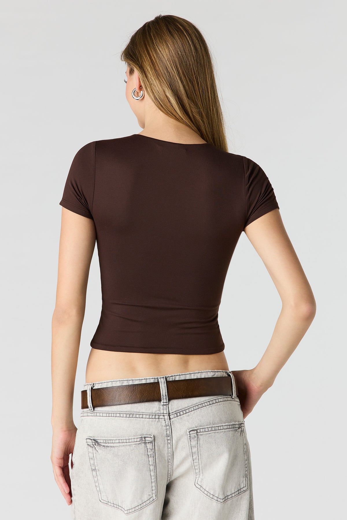 Alt View 2. Contour Crewneck T-Shirt - Brown