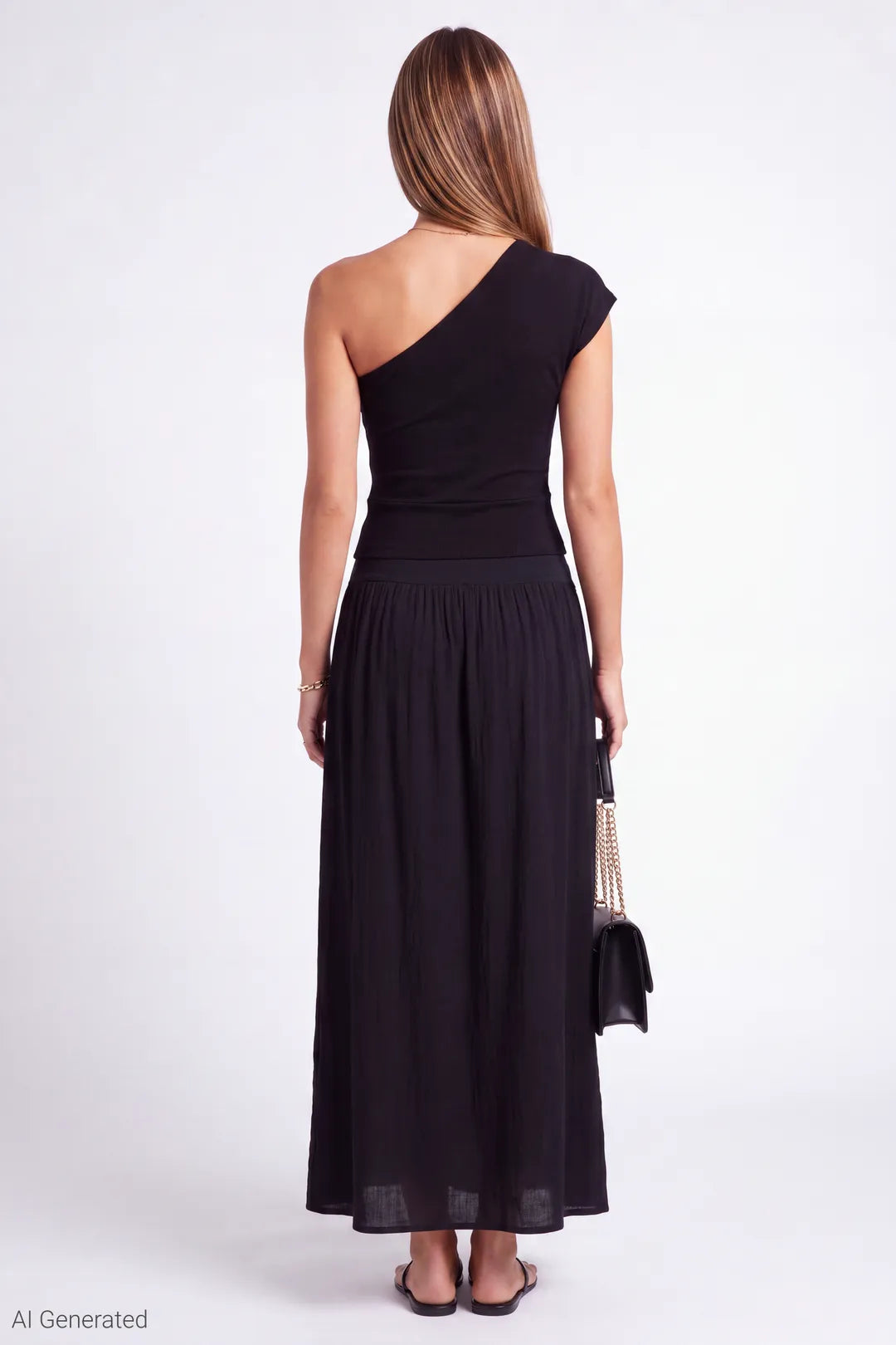 Alt View 3. One Shoulder Top - Black