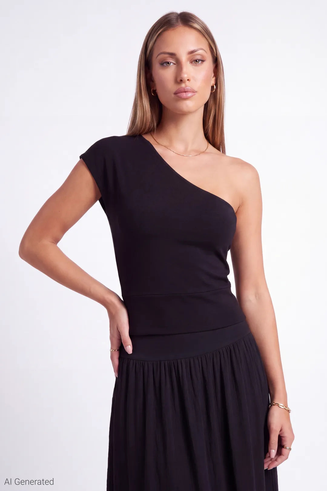 One Shoulder Top - Black
