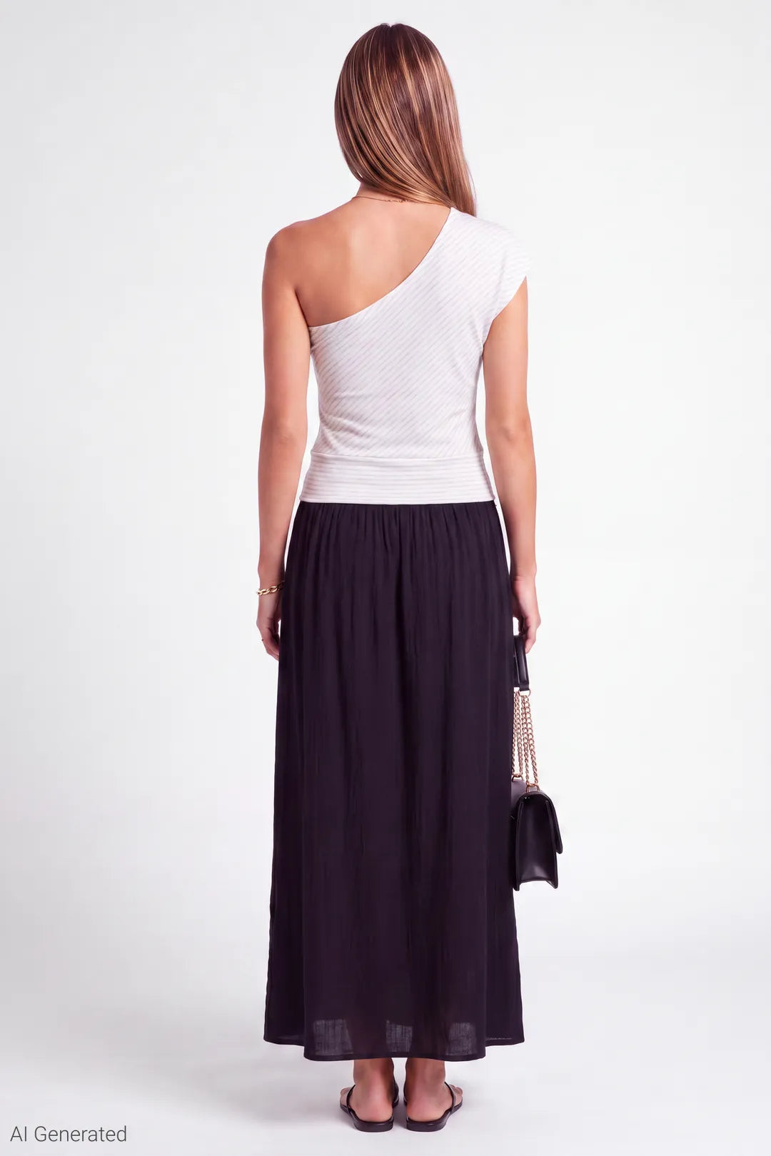 Alt View 3. One Shoulder Top - Light Grey