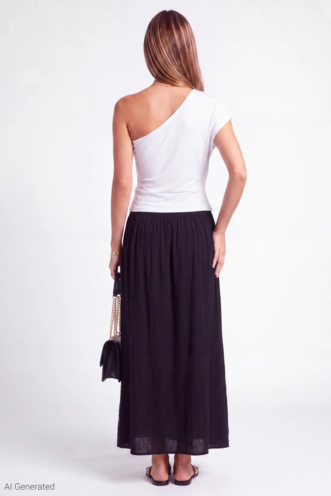 Alt View 3. One Shoulder Top - White