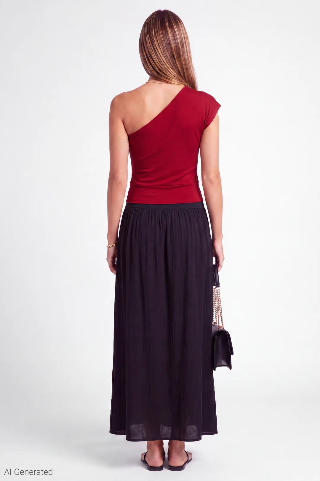 Alt View 3. One Shoulder Top - Red