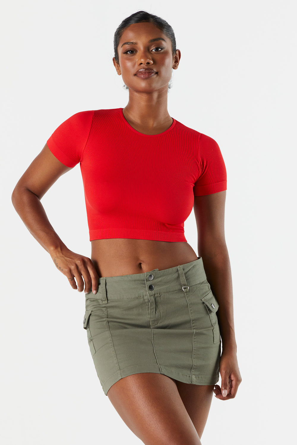 Seamless Ribbed Cropped T-Shirt Seamless Ribbed Cropped T-Shirt 16