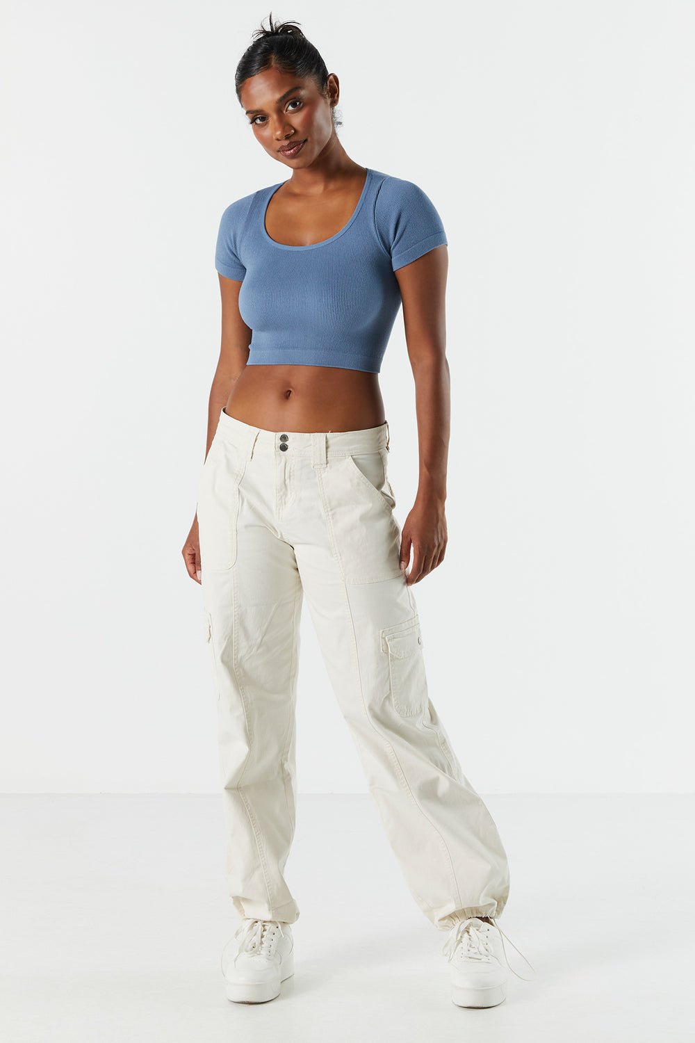 Seamless Ribbed Round Neck Cropped T-Shirt Seamless Ribbed Round Neck Cropped T-Shirt 12