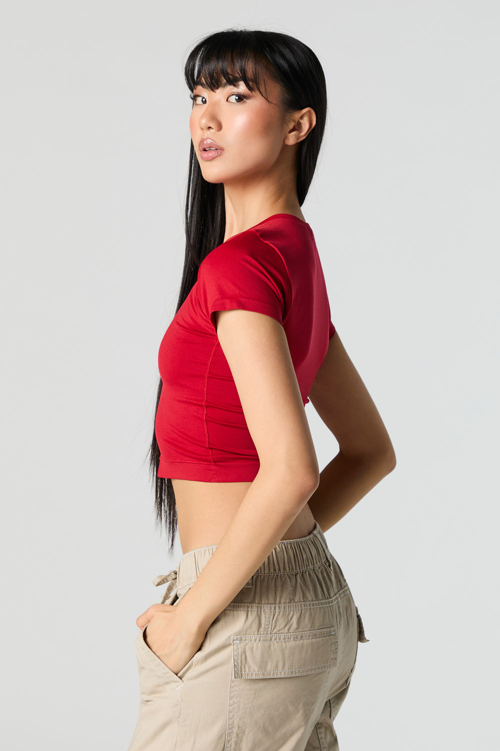 Double Layered Cropped T-Shirt Double Layered Cropped T-Shirt 14