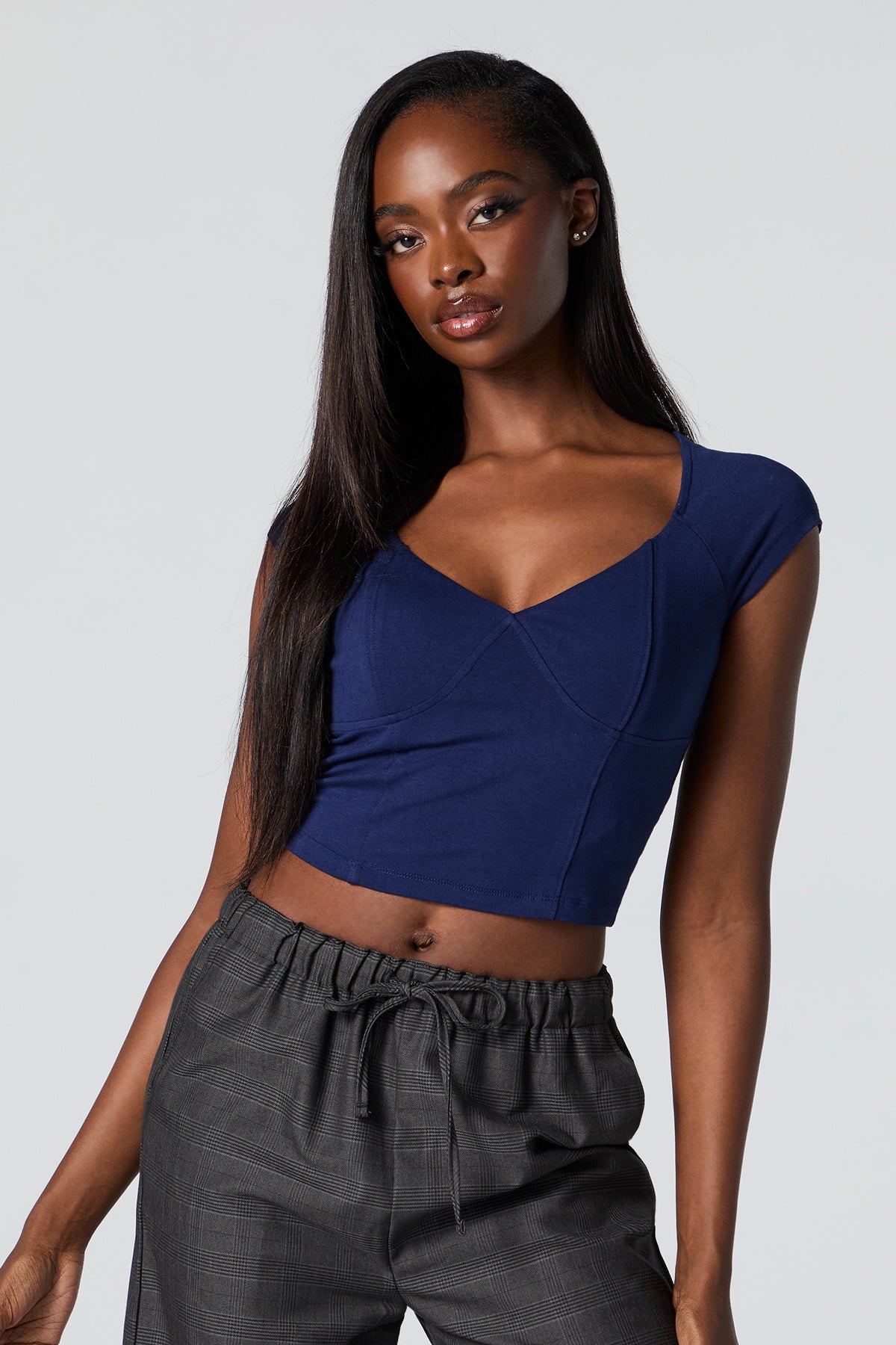 V-Neck Corset Crop Top