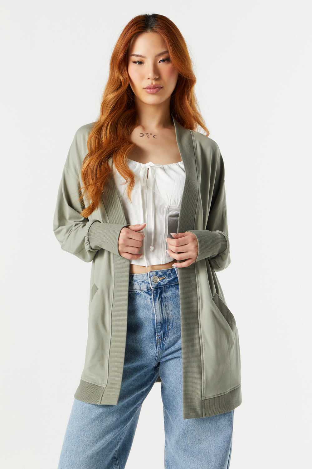 Open Front Pocket Cardigan Open Front Pocket Cardigan 1