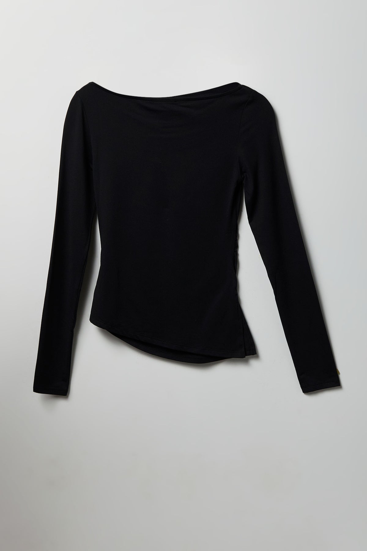Alt View 2. Luxe Heavy Contour Asymmetrical Long Sleeve Top - Black