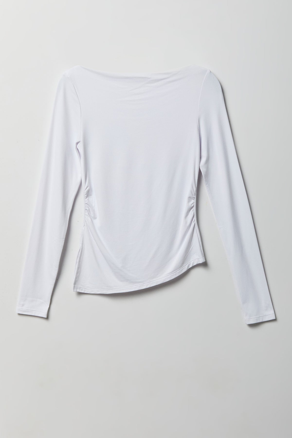 Alt View 2. Luxe Heavy Contour Asymmetrical Long Sleeve Top - White