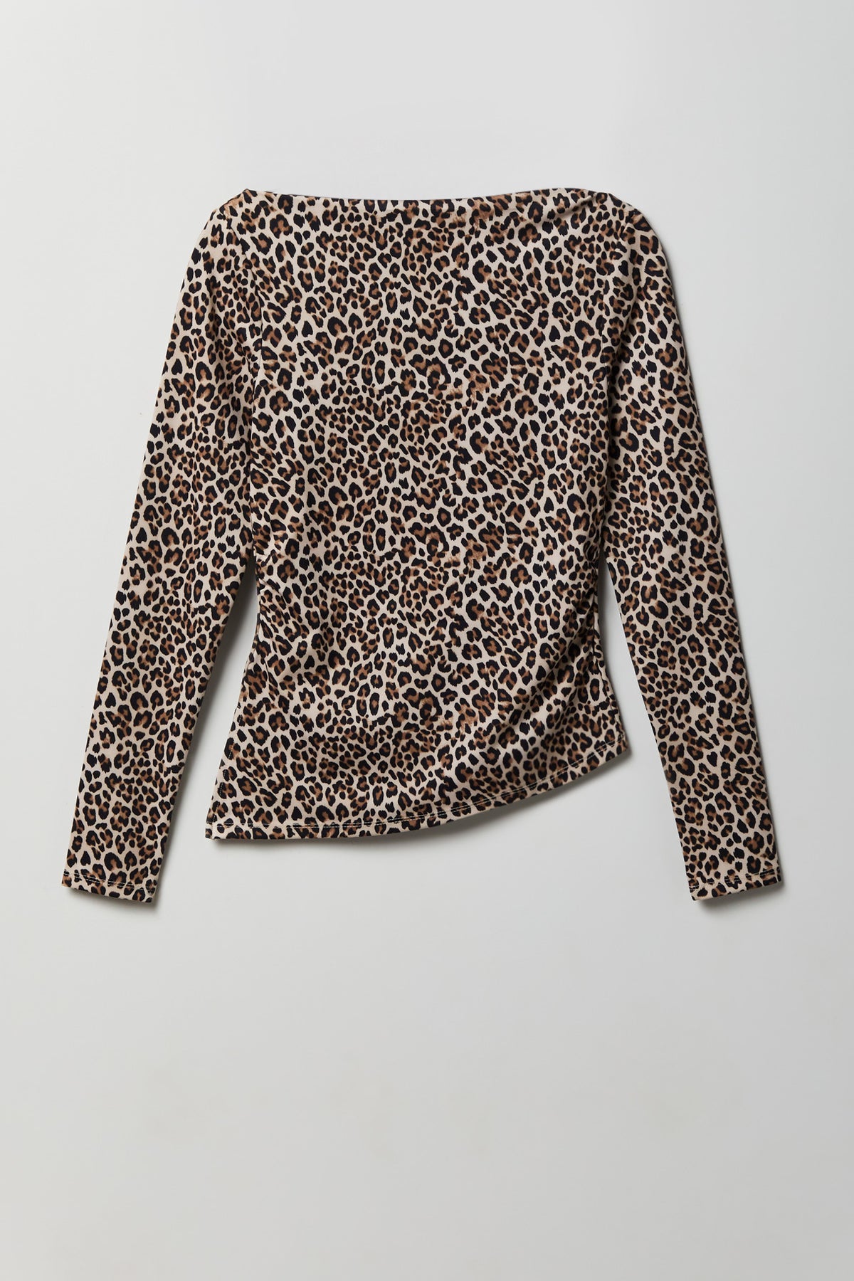 Alt View 2. Luxe Heavy Contour Asymmetrical Long Sleeve Top - Leopard
