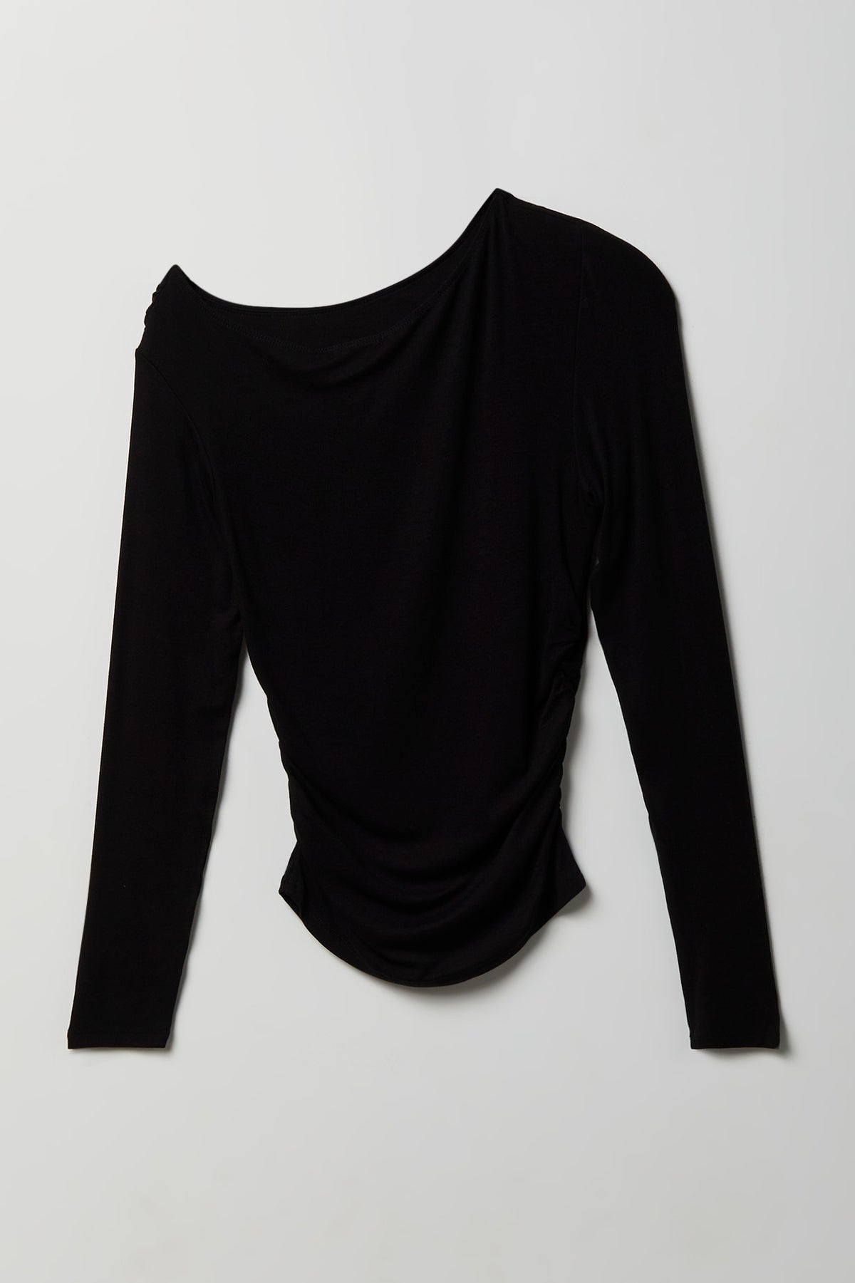Alt View 2. Ruched Off Shoulder Long Sleeve Top - Black