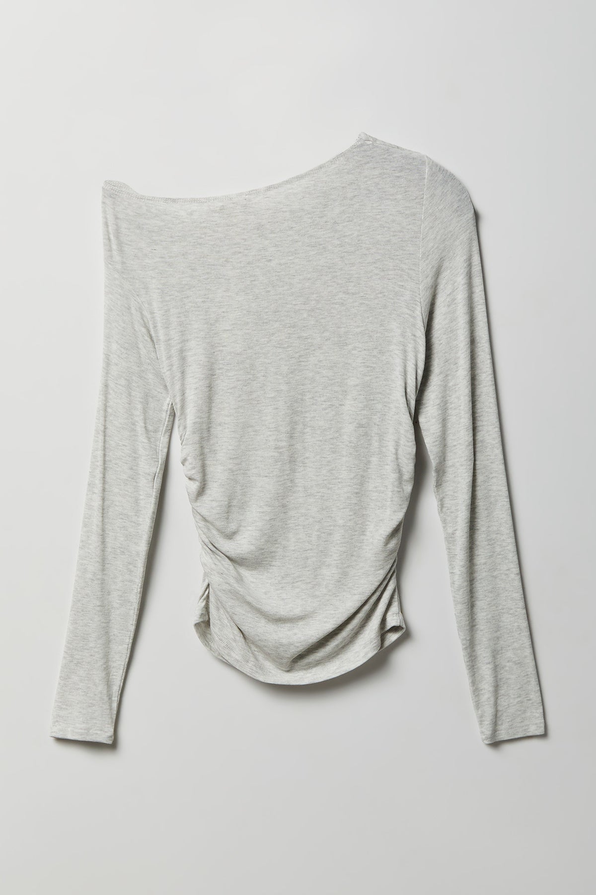 Alt View 2. Ruched Off Shoulder Long Sleeve Top - Heather Grey