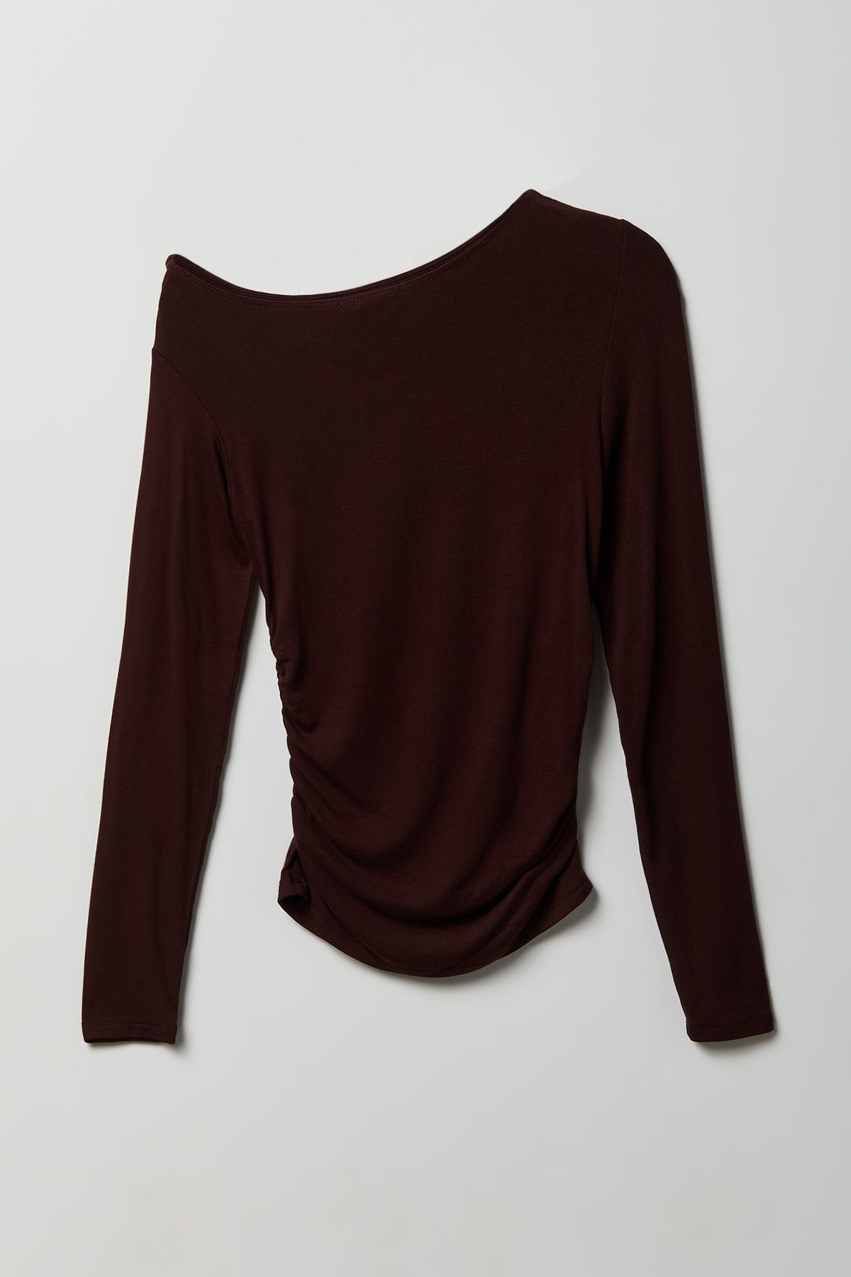 Alt View 2. Ruched Off Shoulder Long Sleeve Top - Brown