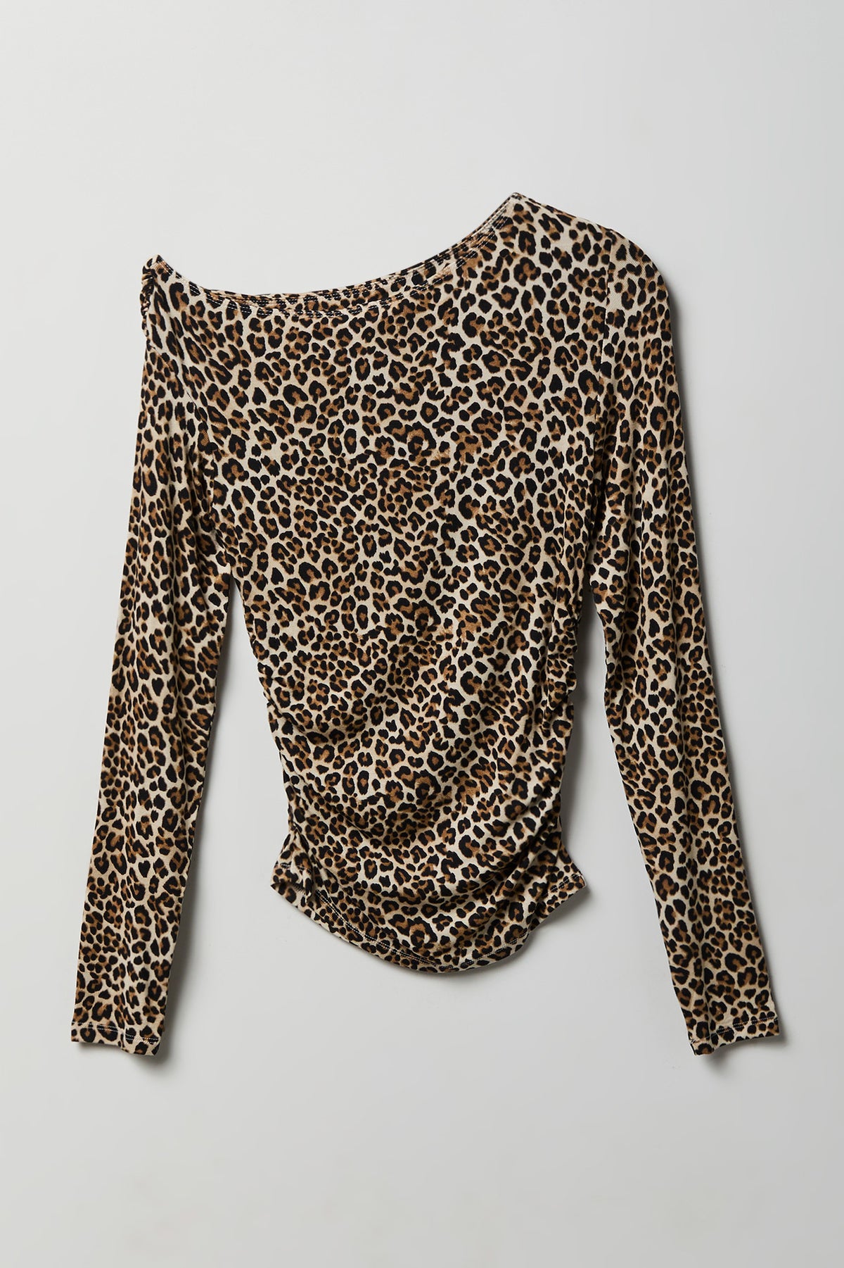 Alt View 2. Ruched Off Shoulder Long Sleeve Top - Leopard