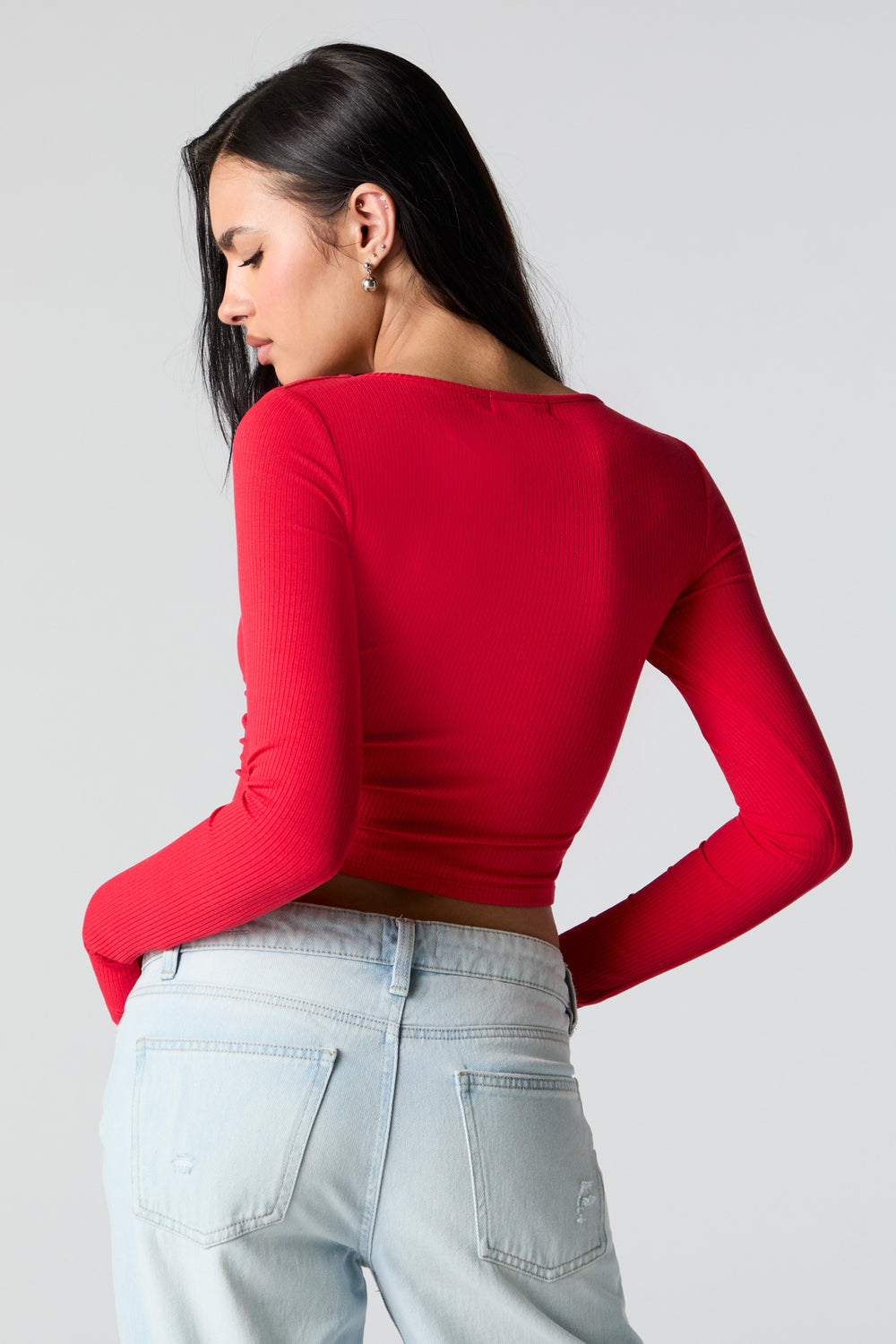 Ribbed Corset Style Long Sleeve Crop Top Ribbed Corset Style Long Sleeve Crop Top 8