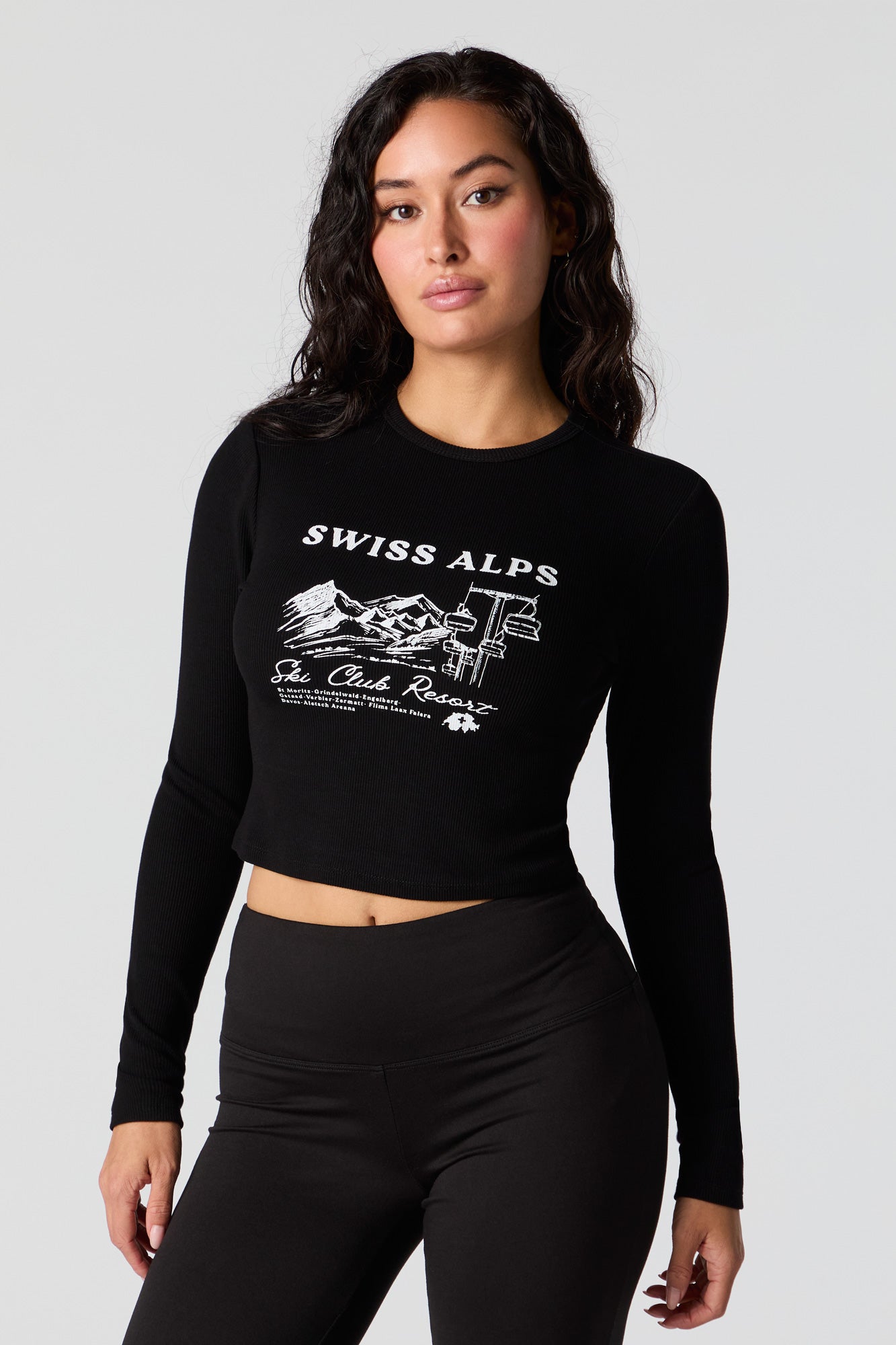 Destination Graphic Ribbed Long Sleeve Top