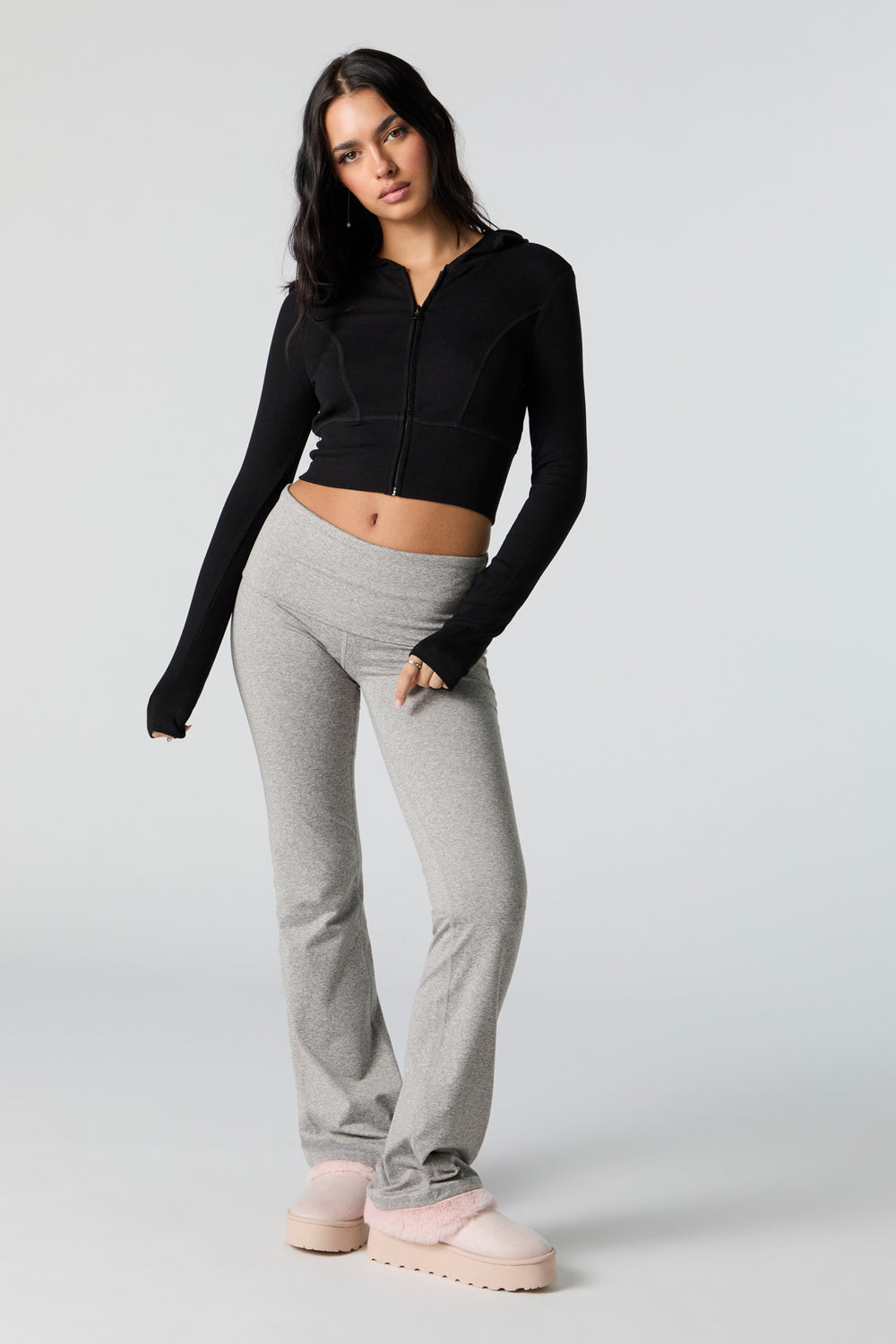 Ribbed Zip-Up Cropped Hoodie Ribbed Zip-Up Cropped Hoodie 7