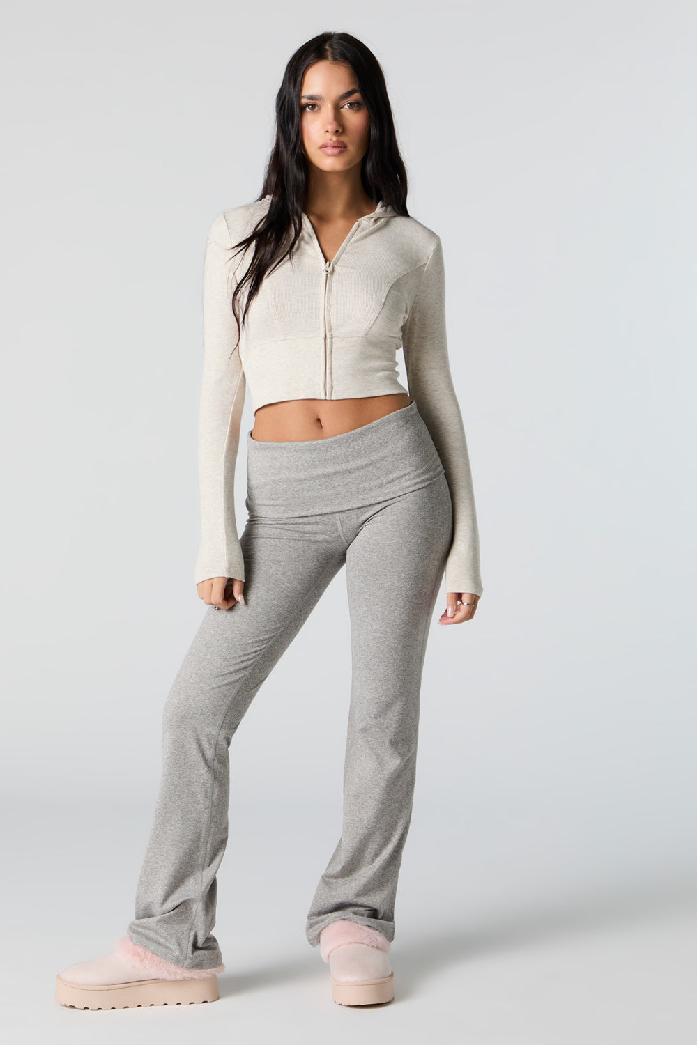 Ribbed Zip-Up Cropped Hoodie Ribbed Zip-Up Cropped Hoodie 13