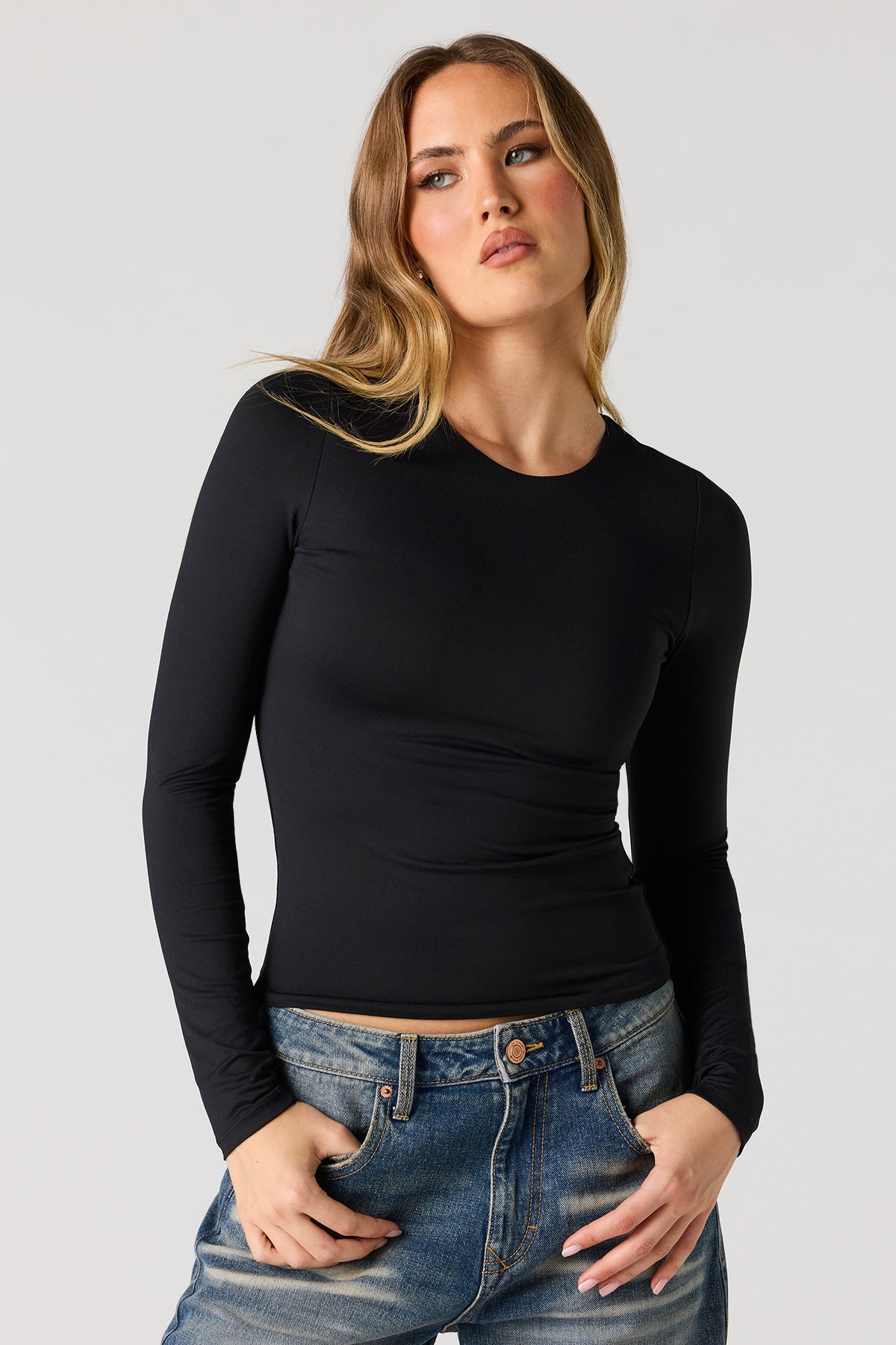 Contour Classic Long Sleeve Top - Black