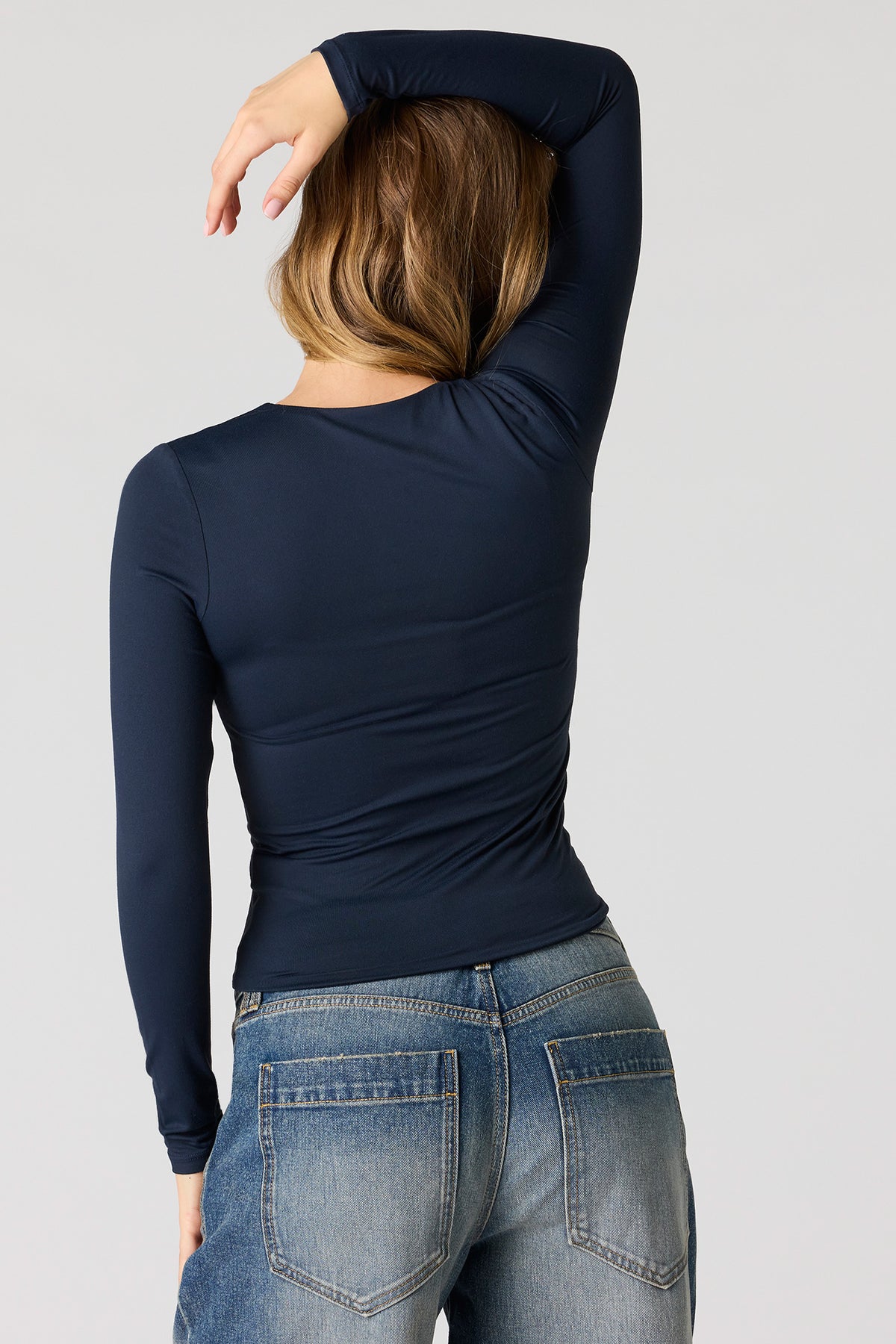 Alt View 2. Contour Classic Long Sleeve Top - Navy
