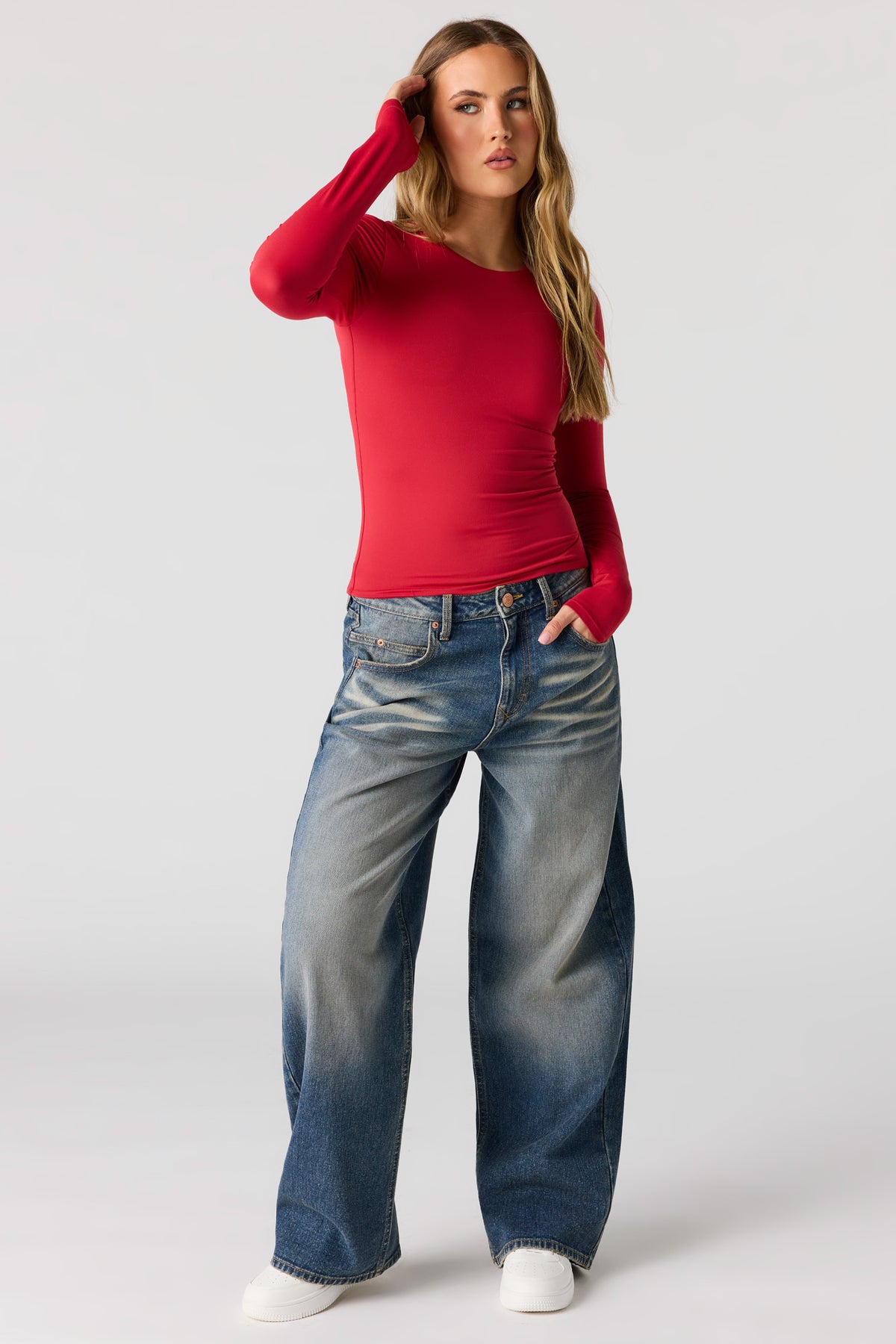 Alt View 3. Contour Classic Long Sleeve Top - Red