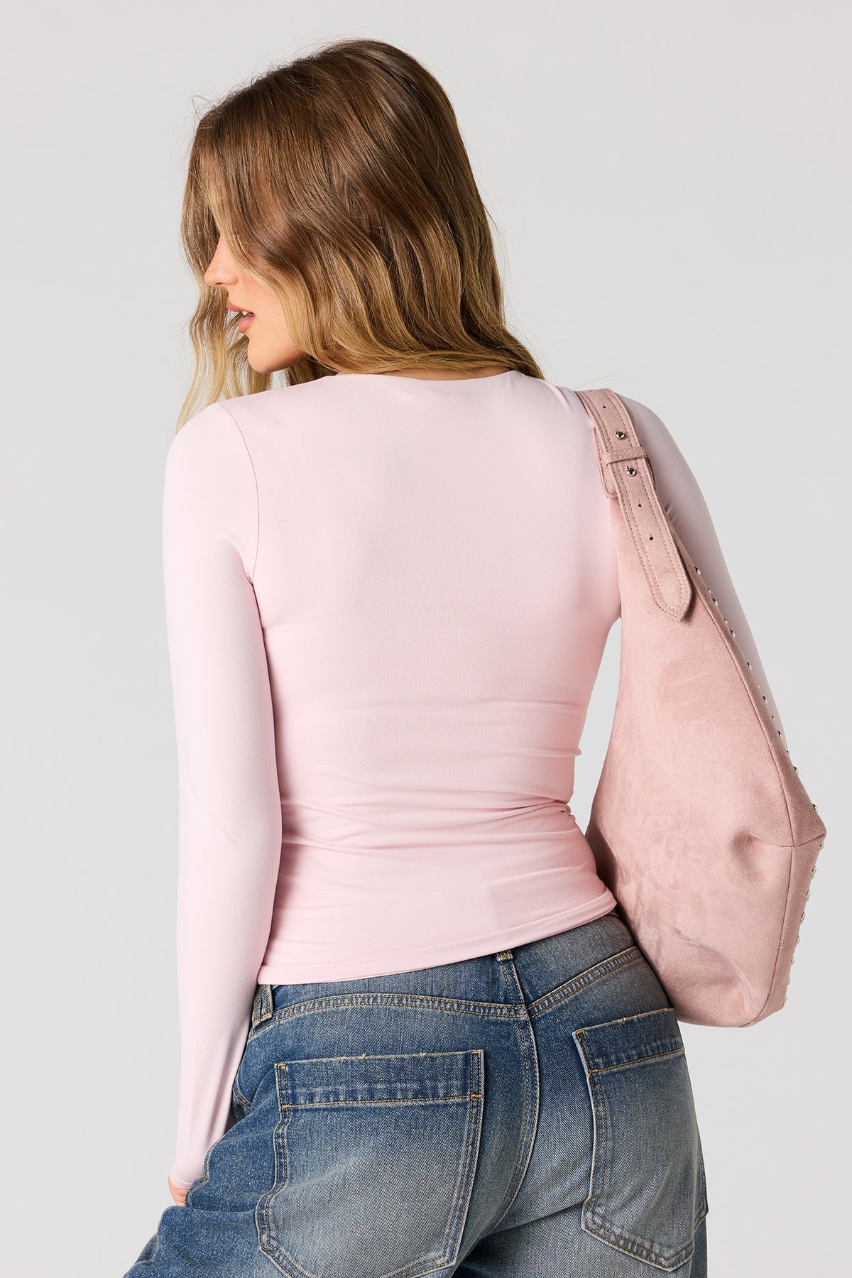 Alt View 2. Contour Classic Long Sleeve Top - Pink
