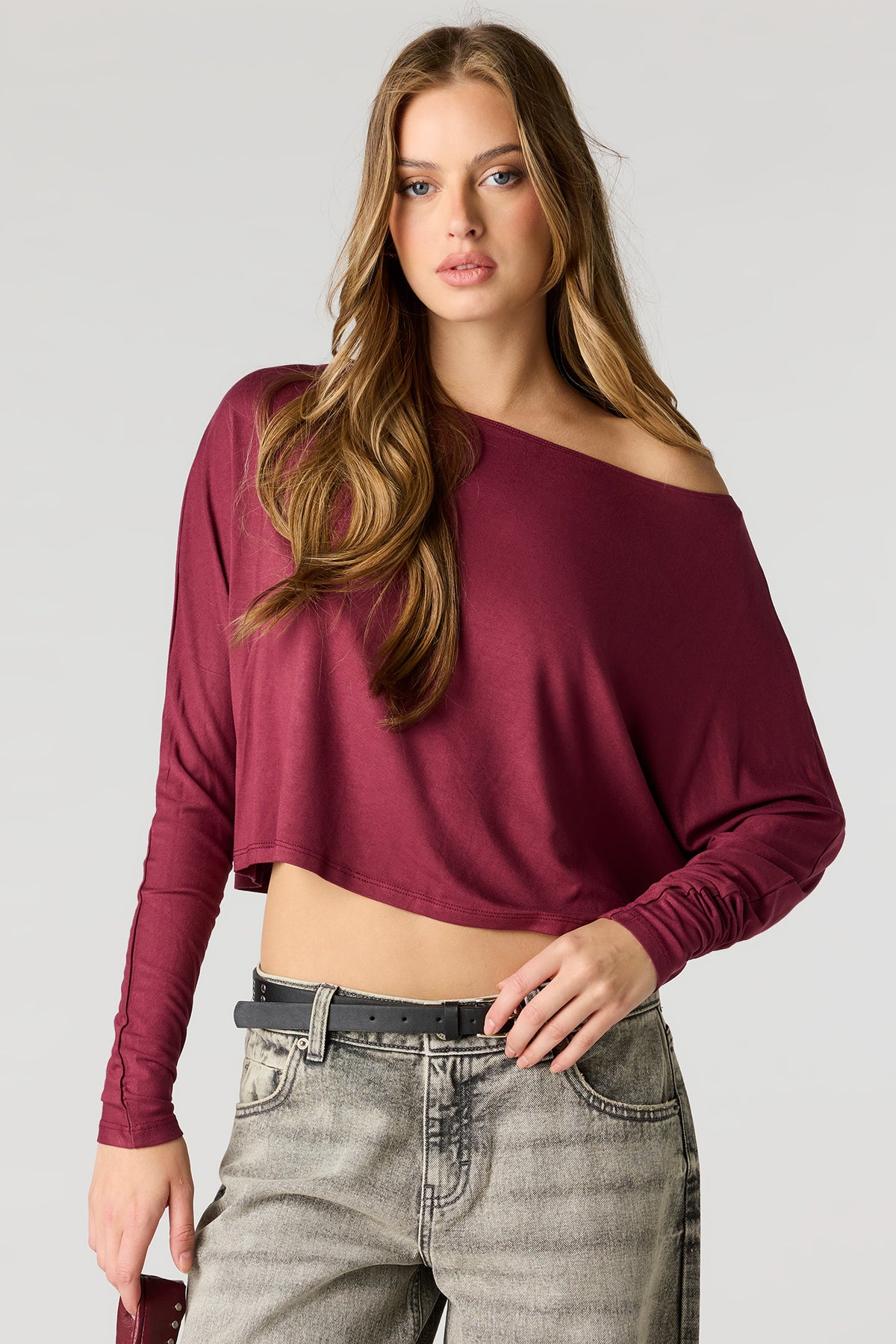 Dolman Long Sleeve Top - Burgundy