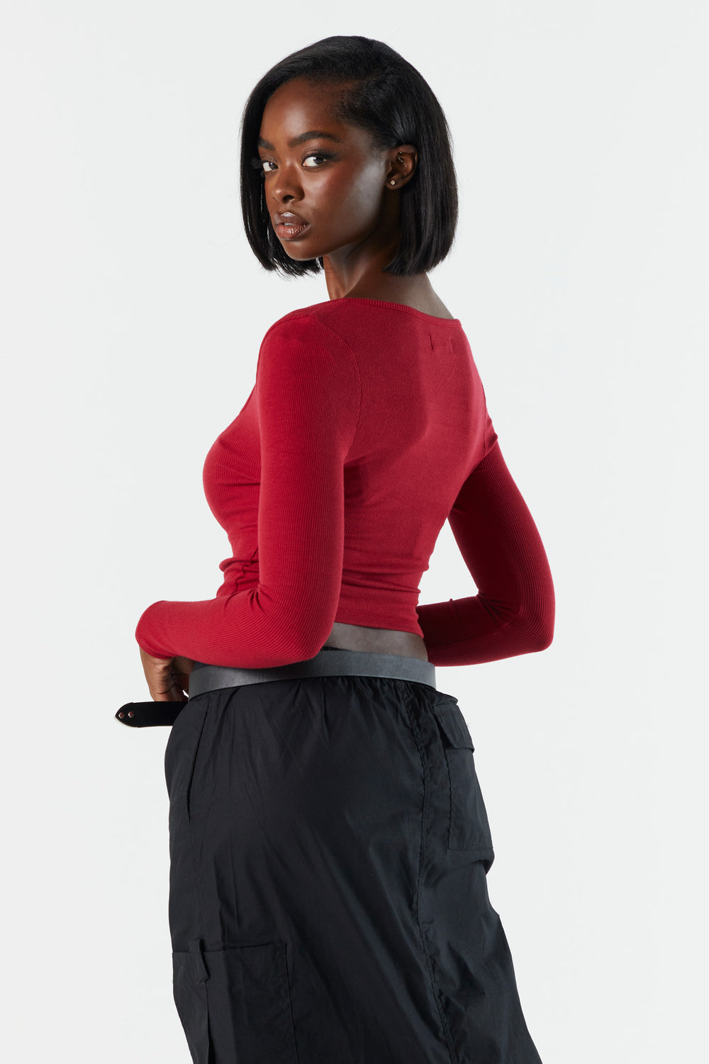 Ribbed Long Sleeve Corset Top Ribbed Long Sleeve Corset Top 3
