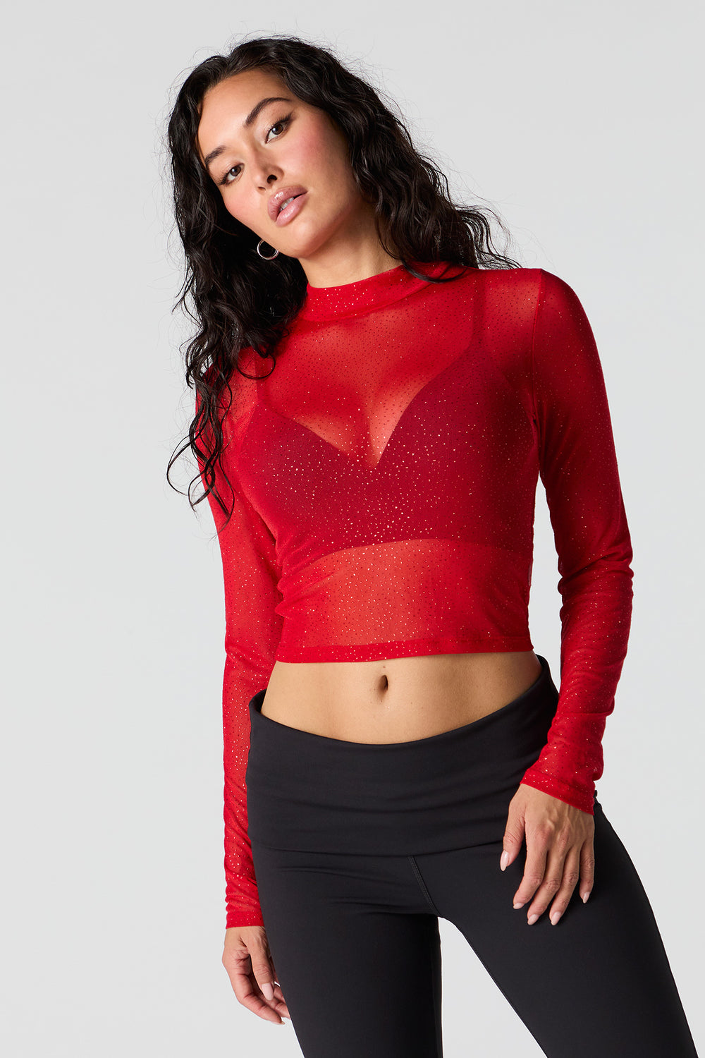 Mesh Mock Neck Long Sleeve Top Mesh Mock Neck Long Sleeve Top 7