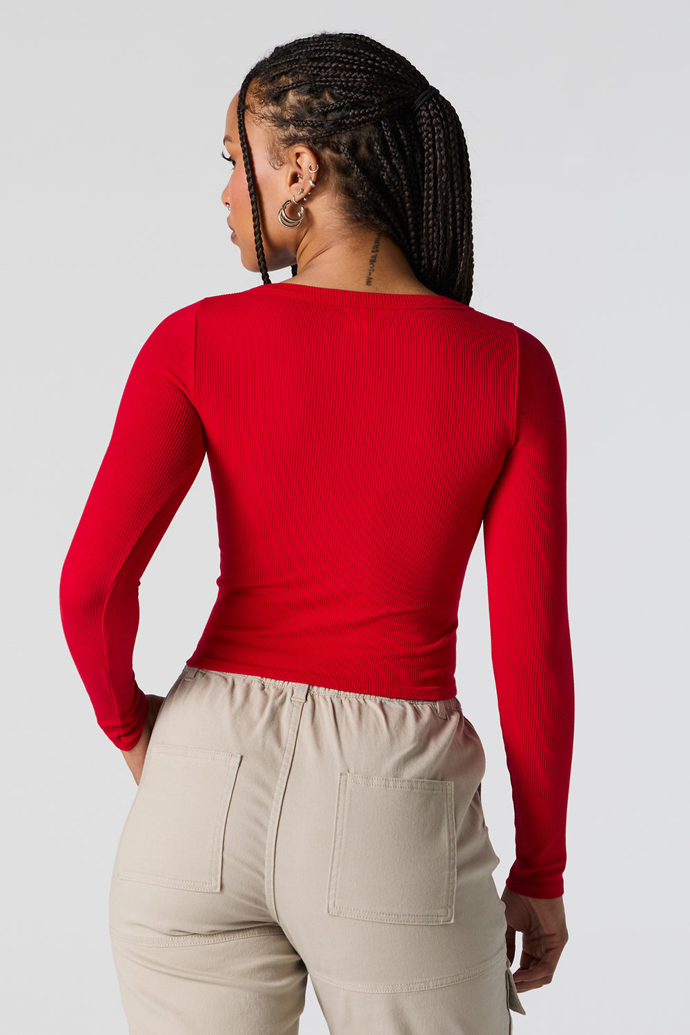 Seamless Ribbed V-Neck Long Sleeve Crop Top Seamless Ribbed V-Neck Long Sleeve Crop Top 11