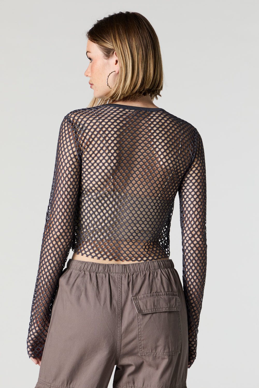 Wide Fishnet Long Sleeve Crop Top Wide Fishnet Long Sleeve Crop Top 9