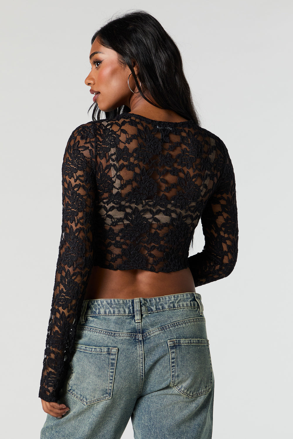 Floral Lace Cropped Long Sleeve Top Floral Lace Cropped Long Sleeve Top 5